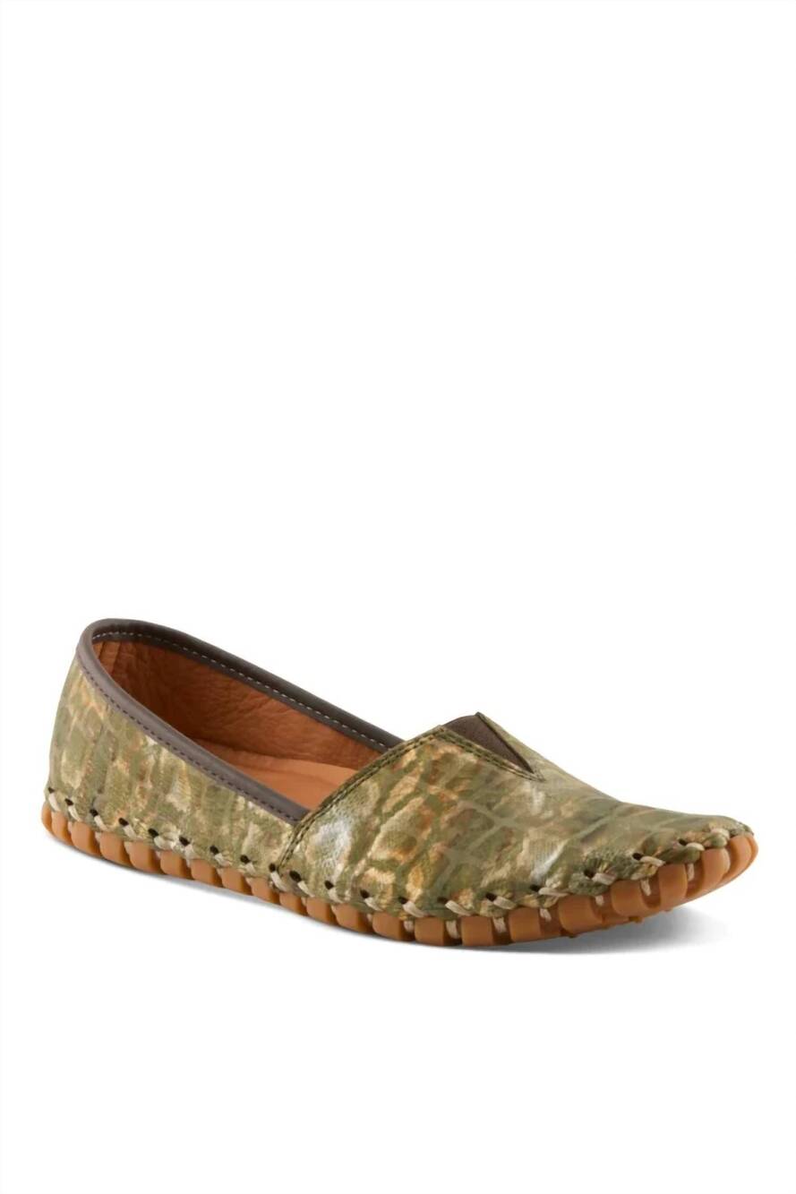NEW SPRING STEP SHOES women's kathaleta liz slip on flat shoes in olive multi